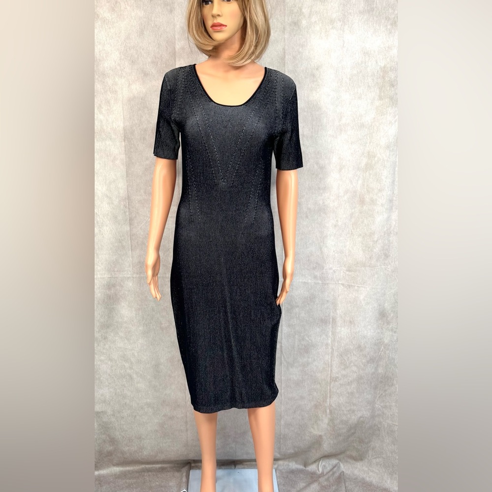 Narciso Rodriguez Black Sheath Midi Dress Scoop Neck